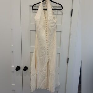 Cult Gaia Cream Button-Down Halter Inez Dress XL Cream